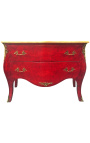 Stor barock byrå röd alm Louis XV stil, guld brons