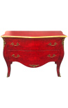 Large baroque chest of drawers red elm Louis XV style, gold bronzes