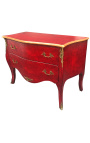 Stor barockskåp med röd olm Louis XV stil, guldbrons