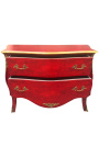 Grande commode baroque de style Louis XV placage loupe d'orme rouge