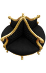 Poltrona barroca Born em tecido veludo preto e madeira dourada