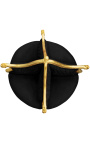 Poltrona barroca Born em tecido veludo preto e madeira dourada