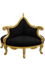 Baroque Borne armchair black velvet fabric and gilded wood