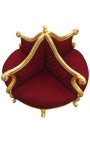 Armchair Borne Baroque burgundy velvet fabric and gilded wood