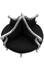 Barocker Borne-Sessel aus schwarzem Samtstoff und silbernem Holz