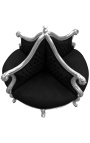 Baroque Borne armchair black velvet fabric and silver wood