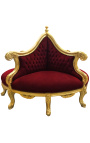 Fotelis Borne Baroque Bordo spalvos aksominis audinys ir paauksuota mediena