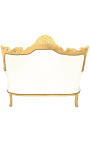 Baroque rococo 2 seater sofa white leatherette and gold wood