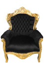 Гранд стиль барокко кресло ткань черный бархат и золочеными Вуд