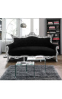 Baroque Rococo 3 seater black velvet and silver wood