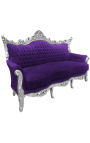 Barroco Rococo 3 terciopelo morado y madera de plata