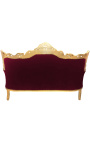 Baroque Rococo 3 seater burgundy velvet and gold wood