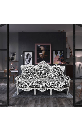 Barock soffa tyg zebra trä och silver