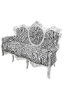 Sofá barroco tecido zebra e madeira prata