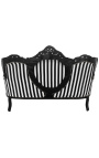 Baroque sofa fabrics black and white stripes and black lacquered wood