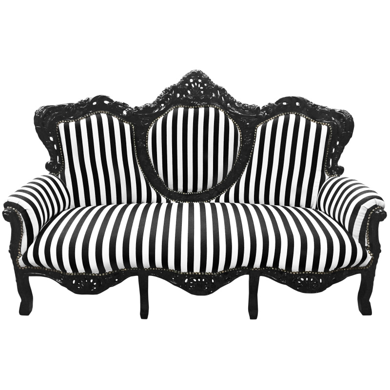 Baroque Sofa Fabric Black And White