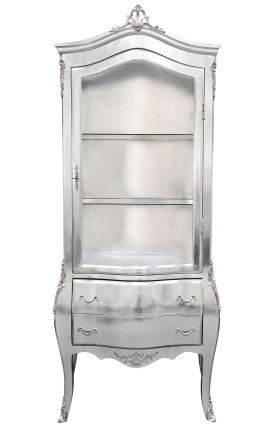 Бароков шкаф-витрина сребърен лист със сребърен бронз