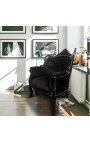 Armchair "princely" Baroque style black velvet and lacquered wood 