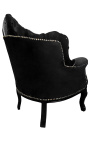 Armstolen "prinsesse" Barokk stil svart velvet og lakkeret tre