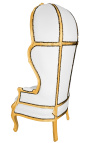 Гранд портье в стиле барокко стул белый ложным кожа кожа и золото древесины 