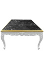 Velika klubska mizica iz belega sijajnega lesa in črnega marmorja v baročnem slogu