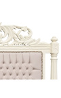 Lit Baroque tissu velours beige et bois laqué beige