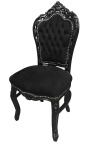 Barok stoel in rococostijl zwart fluweel en zwart hout