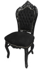 Silla estilo barroco rococo negro terciopelo y madera negra