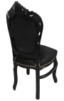 Chaise de style Baroque Rococo tissu velours noir et bois noir
