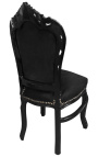 Silla estilo barroco rococo negro terciopelo y madera negra