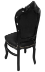 Barokk rokokó stílusú szék, fekete bársony és fekete fa