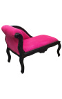 Barroco Louis XV Chaise longue fúcsia tecido de veludo e madeira preta - 20