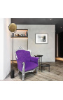 Sillón príncipe estilo barroco terciopelo morado y madera de plata