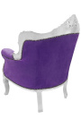 Sillón príncipe estilo barroco terciopelo morado y madera de plata