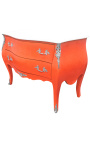 Baroque chest of drawers (commode) of style Louis XV orange and white top with 2 drawers