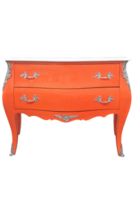 Baroka skapis stilā Louis XV Oranžs un balts tops ar 2 atvilktnēm