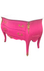 Cômoda barroca estilo Luís XV tampo rosa e branco com 2 gavetas