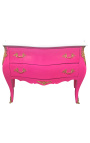 Baroque chest of drawers (commode) of style Louis XV pink and white top with 2 drawers
