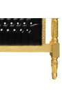 Testiera barocca in ecopelle nera con strass e legno oro