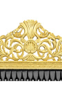 Capçal barroc d'imitació de pell negra amb pedreria i fusta daurada