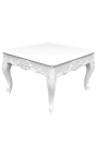 Firkantet sofabord barok hvid blank maling