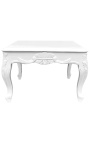 Square coffee table baroque white glossy paint