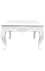 Table basse carrée de style baroque bois laqué blanc