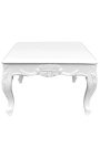 Table basse carrée de style baroque bois laqué blanc