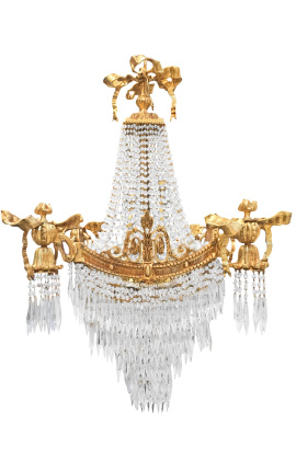 Grand lustre de style Louis XVI avec 4 bras de lumières