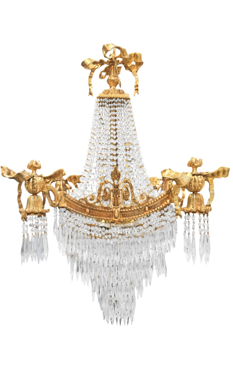 Stor lysekrone i Louis XVI-stil med 4 lampetter