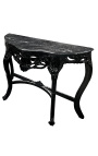 Baroque console with black lacquered wood and black marble