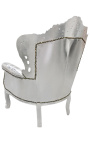 Gran sillón de estilo barroco piel de plata y madera de plata