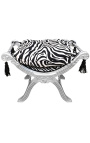 Bench (or Dagobert) zebra fabric and silver wood