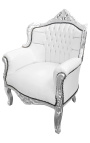 Кресло "княжеской" стиле барокко эпидермиса кожи белого и серебряного дерева